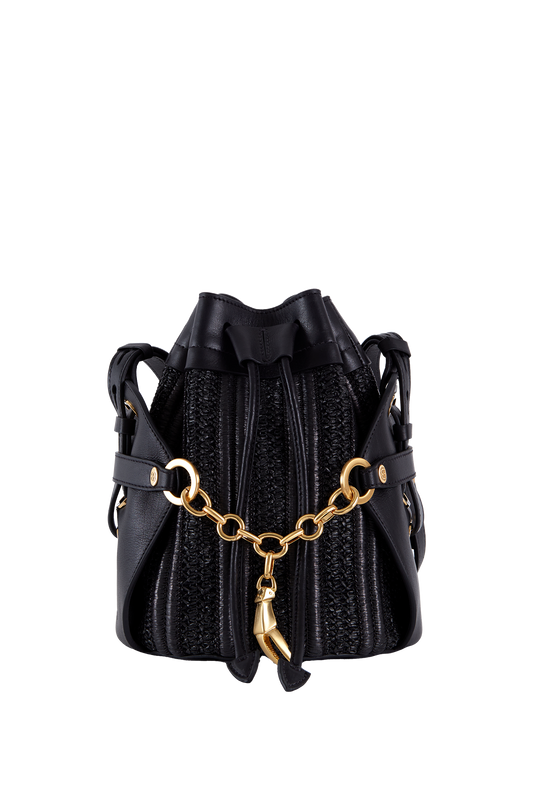 Crab Raffia Crossbody Preto